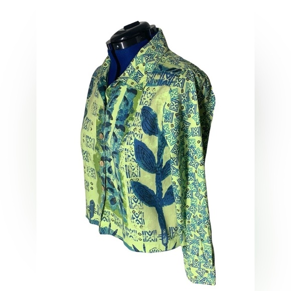 Jane Ashley Casual Lifestyle Green Blue Floral - Picture 3 of 16